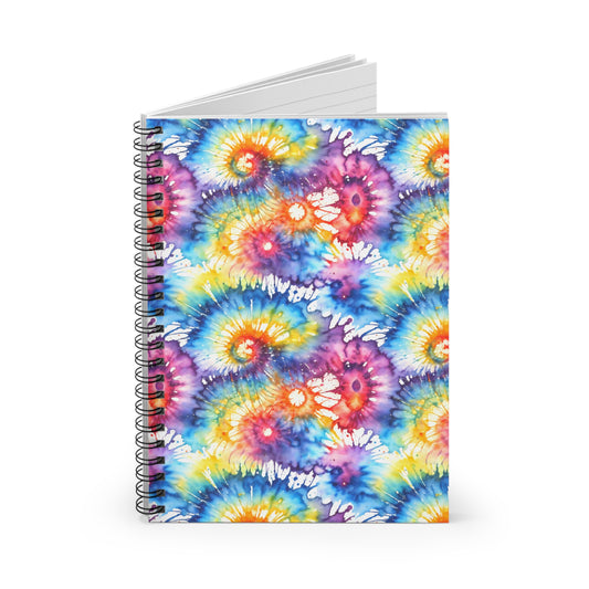 Colorful Tie Dye Swirl Notebook | Spiral Ruled Journal