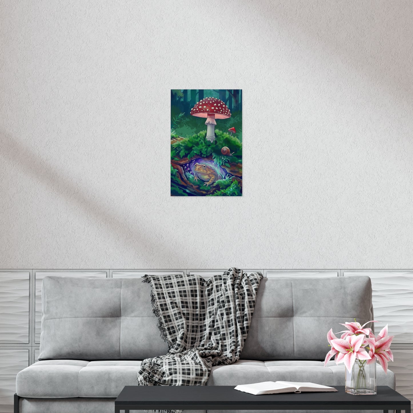 Magical Toad & Mushroom Poster — Hand-Drawn Forest Floor Art