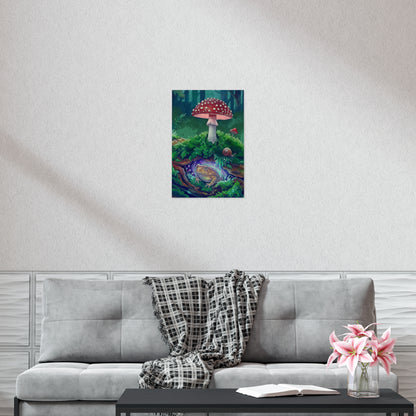 Magical Toad & Mushroom Poster — Hand-Drawn Forest Floor Art