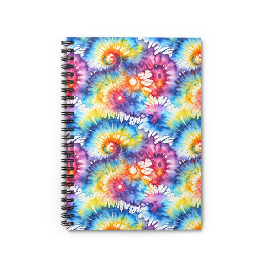 Colorful Tie Dye Swirl Notebook | Spiral Ruled Journal