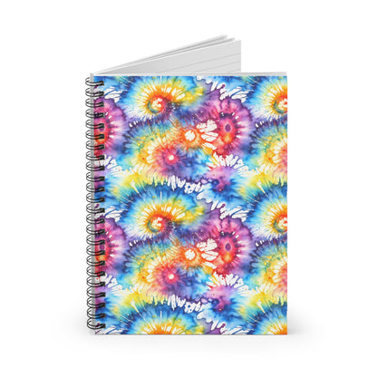 Colorful Tie Dye Swirl Notebook | Spiral Ruled Journal