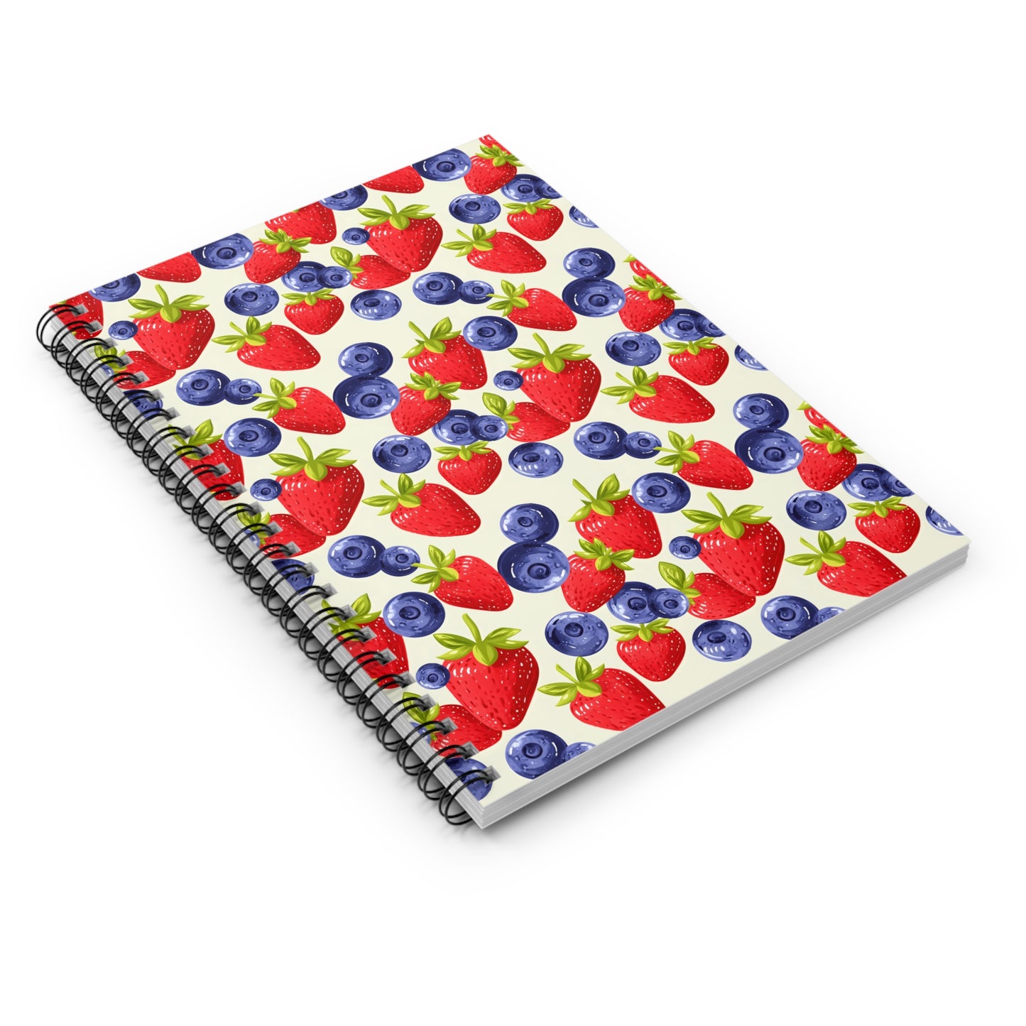 Strawberry Blueberry Pattern Notebook | Spiral Ruled Journal