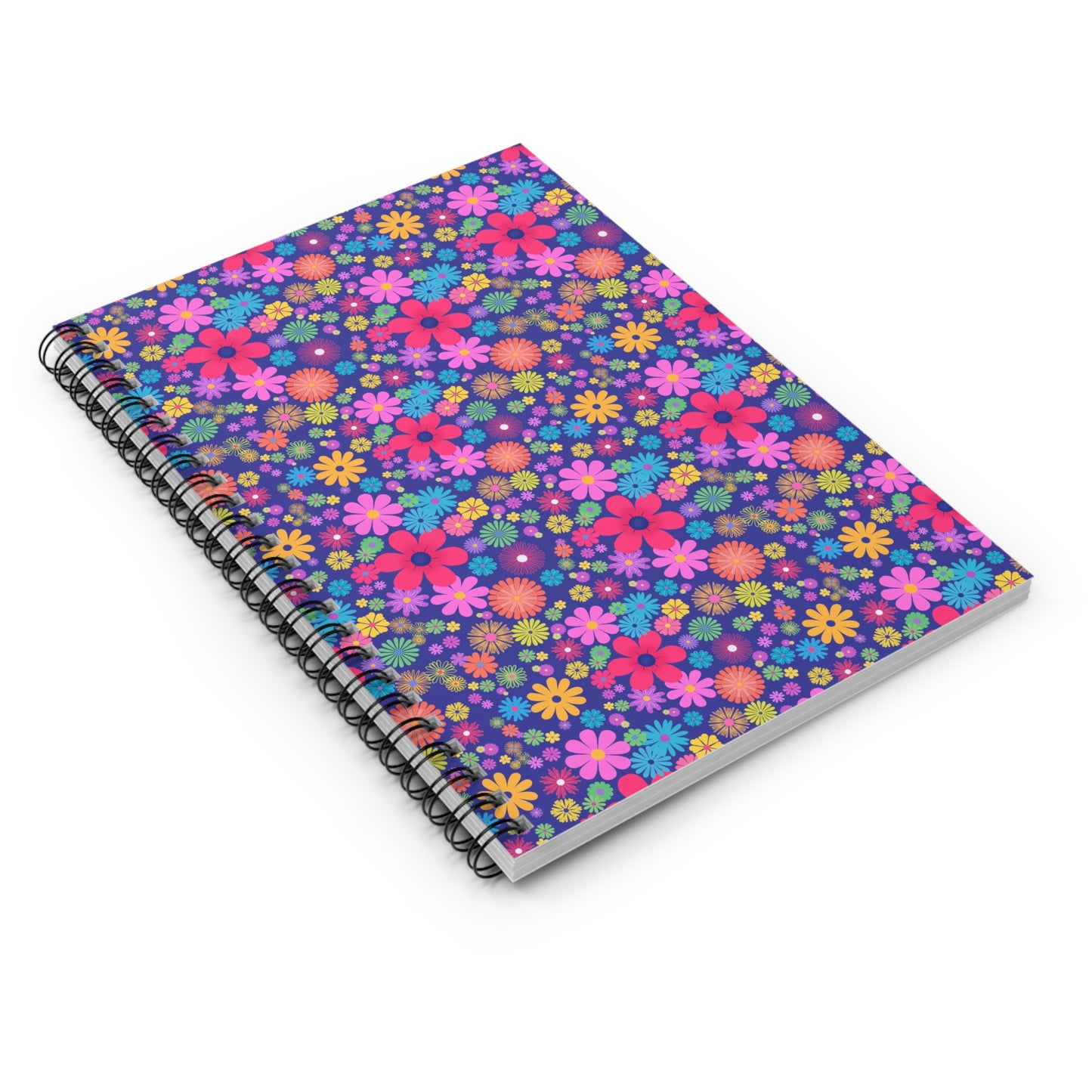 Bright Retro Floral Spiral Notebook | Ruled Journal, Colorful Flower Pattern