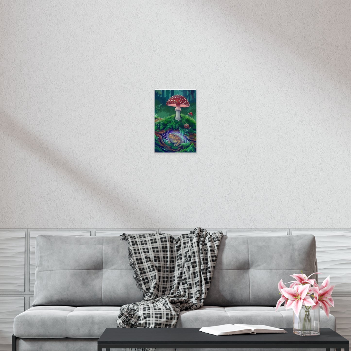 Magical Toad & Mushroom Poster — Hand-Drawn Forest Floor Art