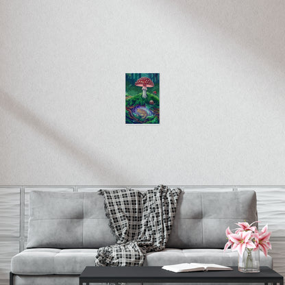 Magical Toad & Mushroom Poster — Hand-Drawn Forest Floor Art