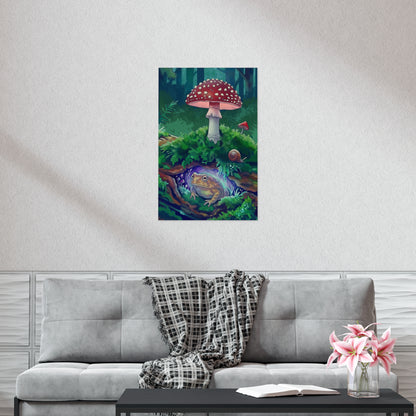 Magical Toad & Mushroom Poster — Hand-Drawn Forest Floor Art