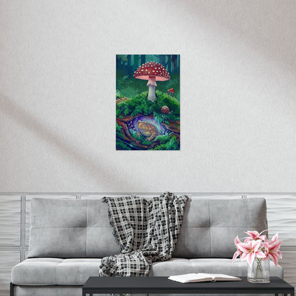 Magical Toad & Mushroom Poster — Hand-Drawn Forest Floor Art