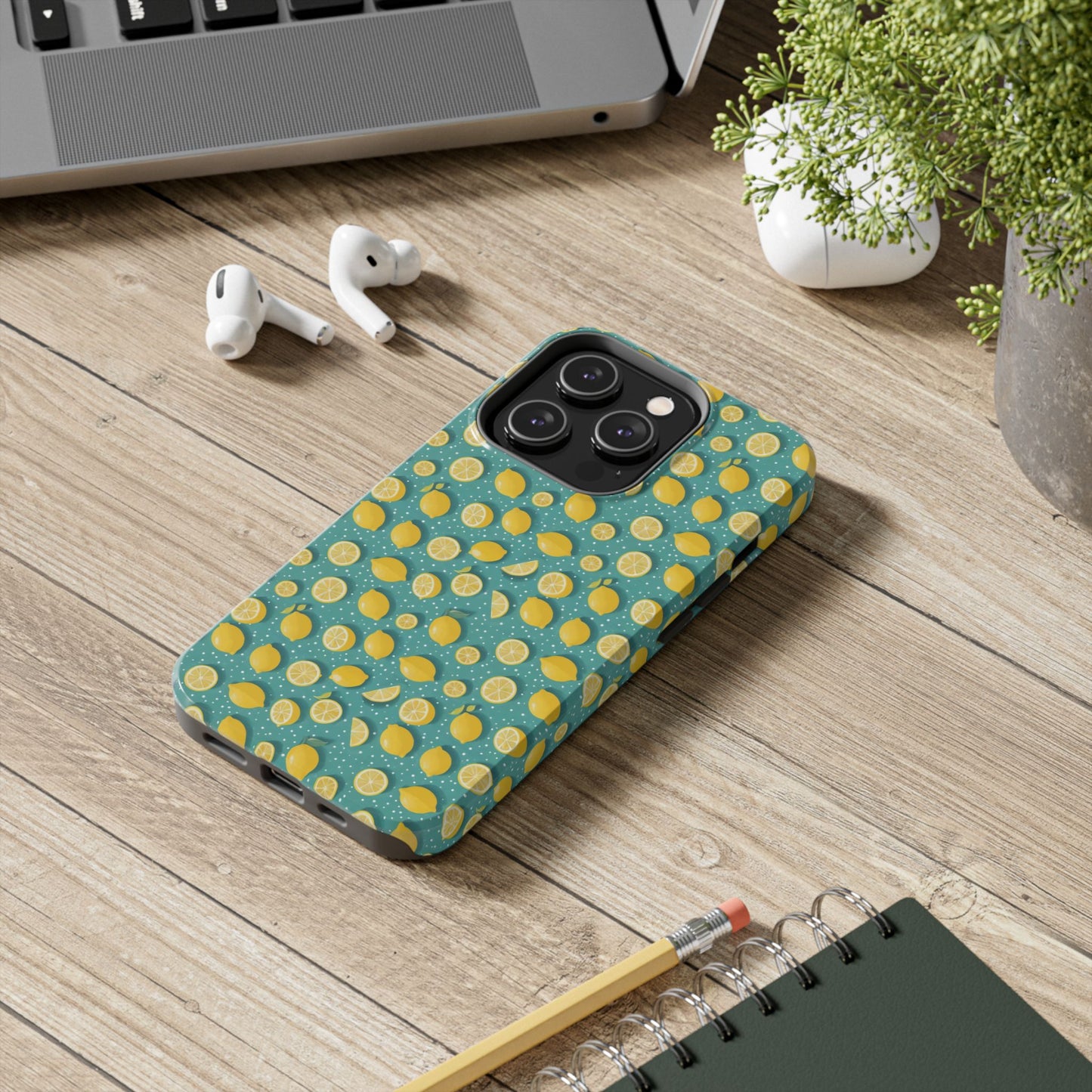 Zesty Teal Lemon: Polka Dot Tough Case