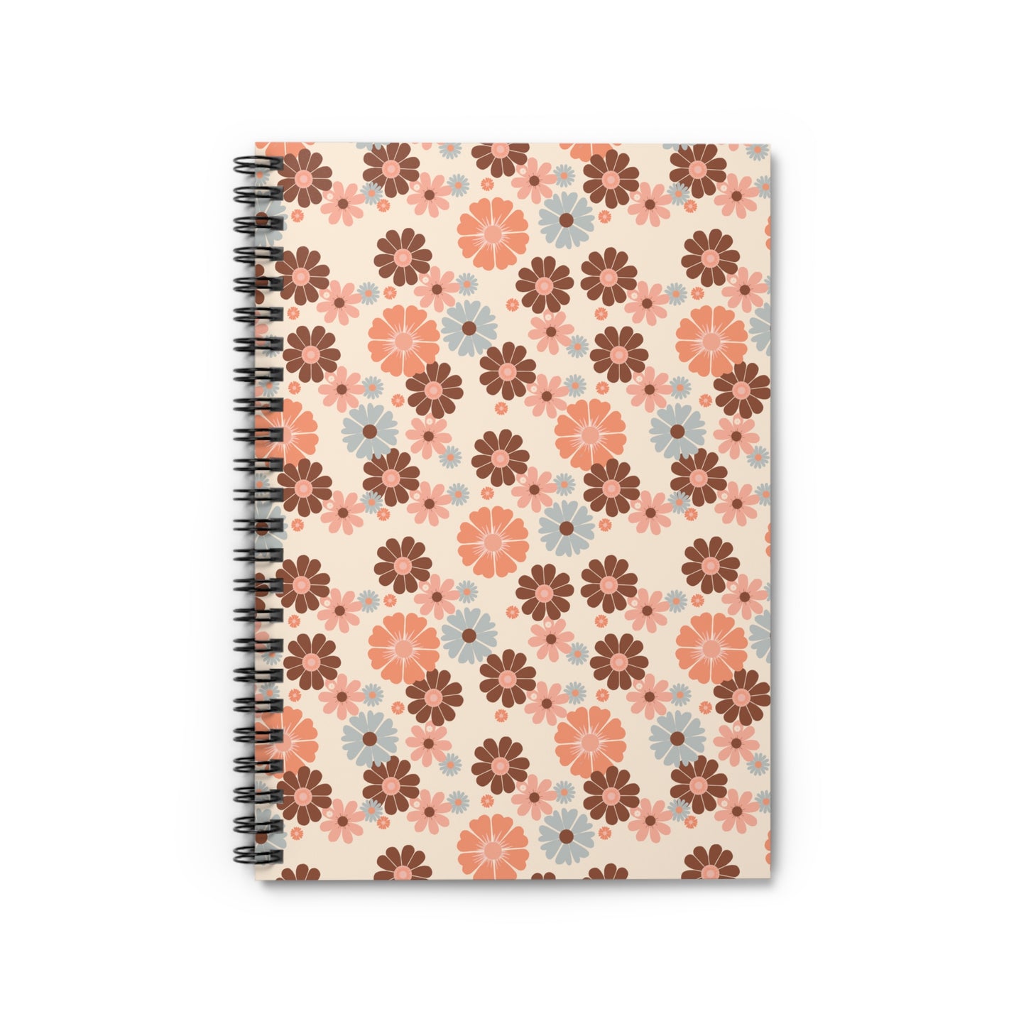 Retro Floral Pattern Spiral Notebook | Ruled Notebook