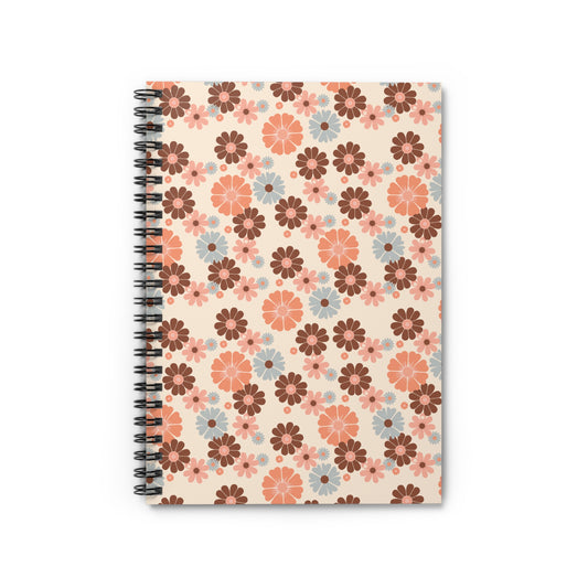 Retro Floral Pattern Spiral Notebook | Ruled Notebook