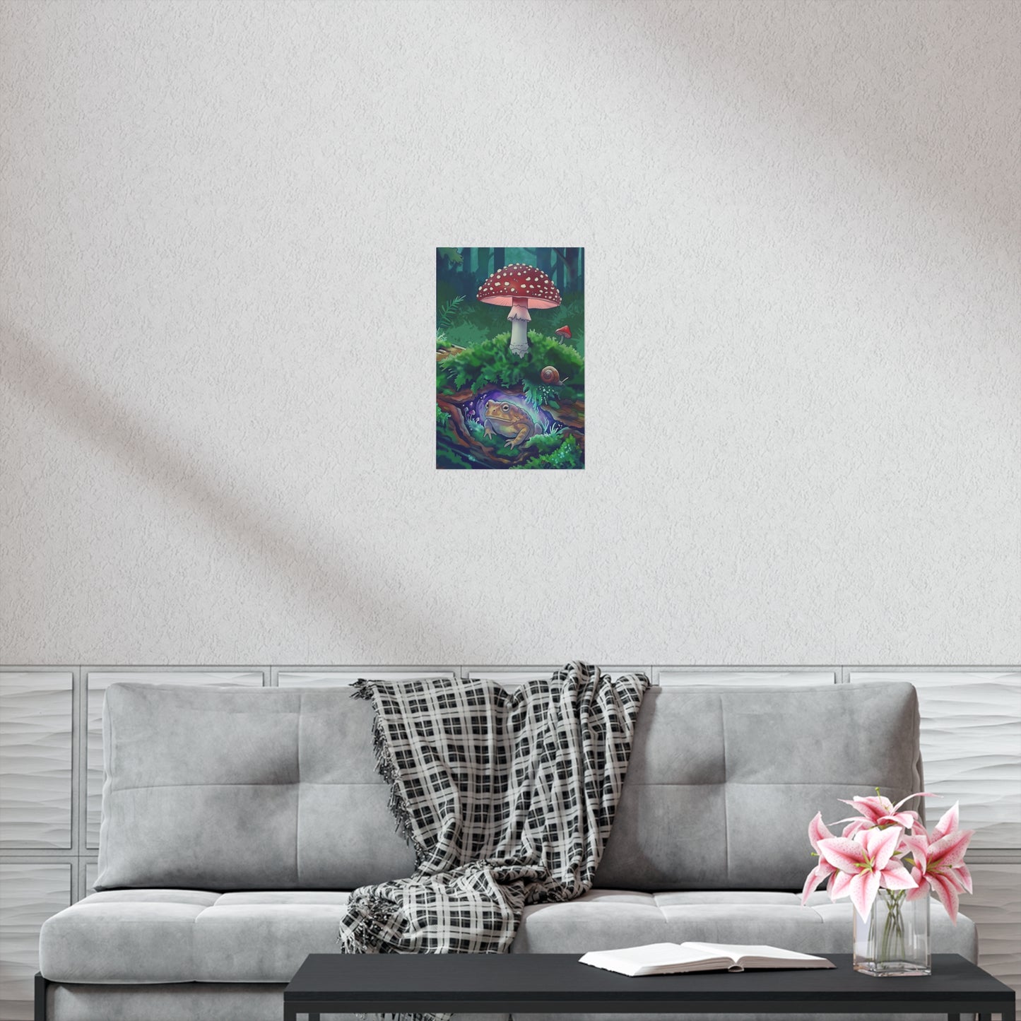 Magical Toad & Mushroom Poster — Hand-Drawn Forest Floor Art