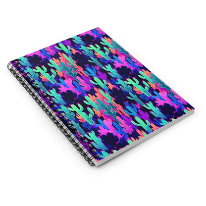 Neon Cactus Pattern Spiral Notebook | Ruled