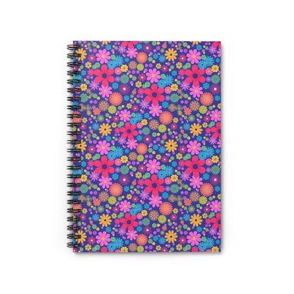 Bright Retro Floral Spiral Notebook | Ruled Journal, Colorful Flower Pattern