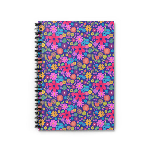 Bright Retro Floral Spiral Notebook | Ruled Journal, Colorful Flower Pattern