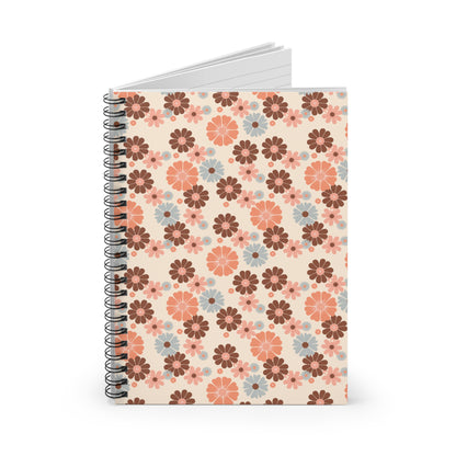 Retro Floral Pattern Spiral Notebook | Ruled Notebook