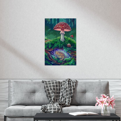 Magical Toad & Mushroom Poster — Hand-Drawn Forest Floor Art