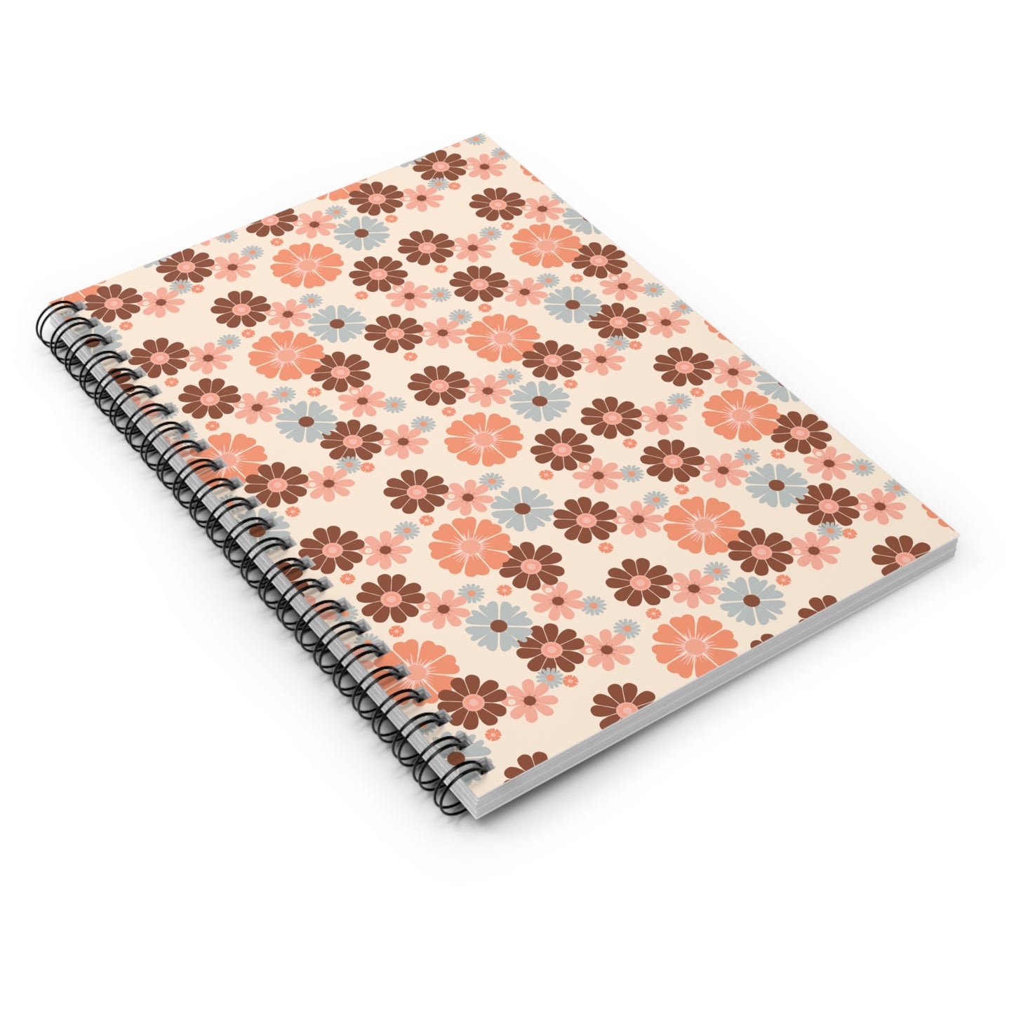 Retro Floral Pattern Spiral Notebook | Ruled Notebook