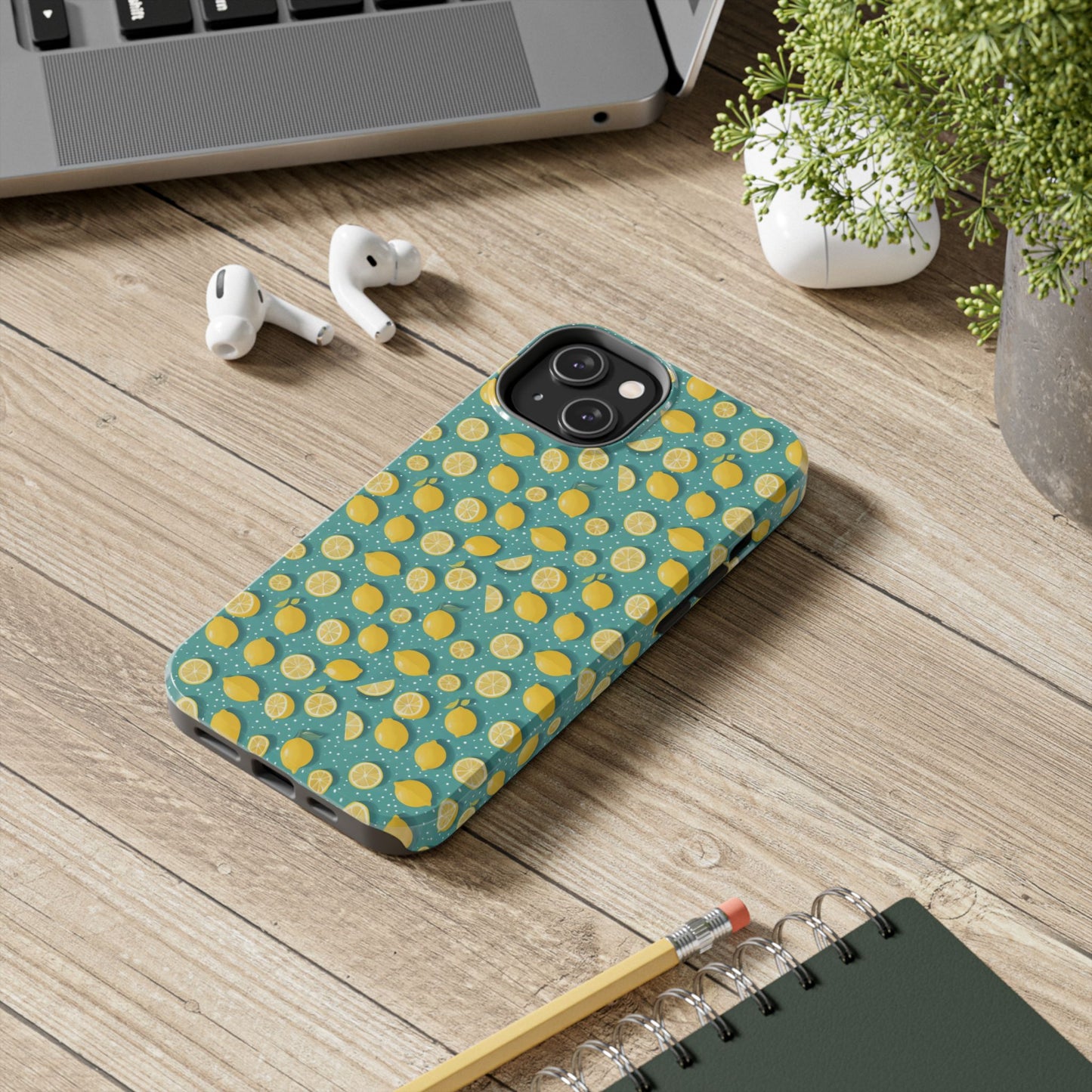 Zesty Teal Lemon: Polka Dot Tough Case